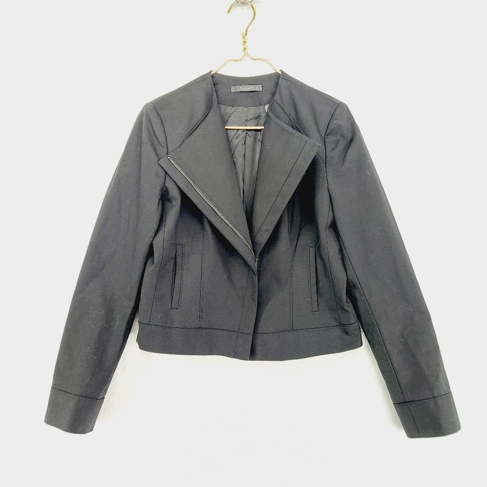 Tahari Black Long Sleeve Zip Front Jacket with Pockets 3450